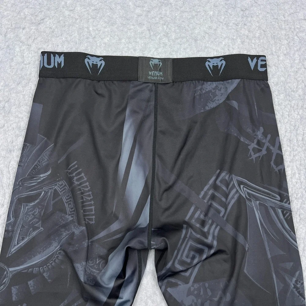 Venum Gladiator Spats Men's XXL‎ Black AOP Sporton MMA Pull On Stretch Leggings